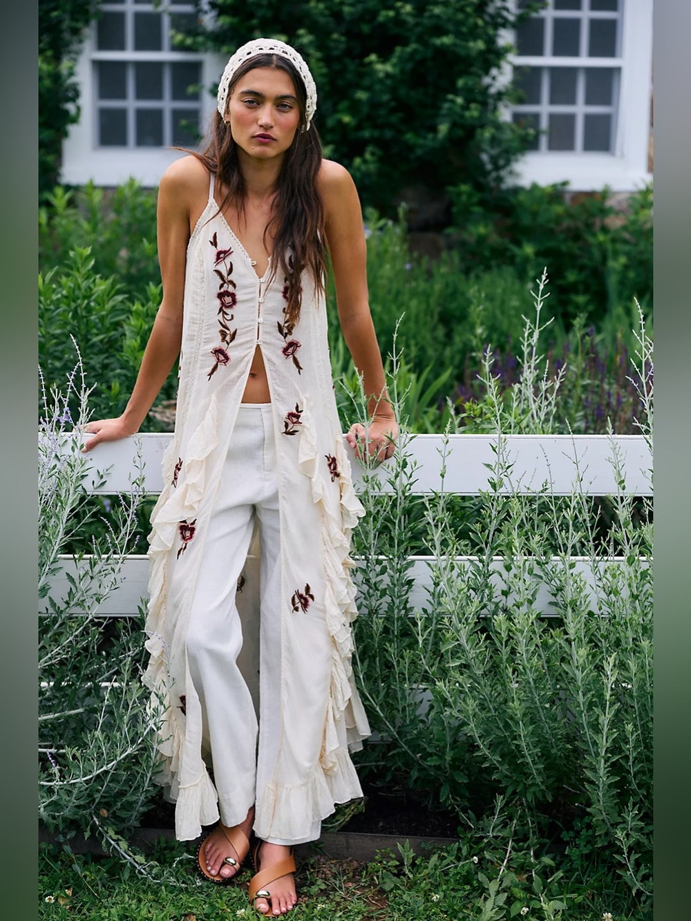 Free People Rosa Embroidered Maxi Top